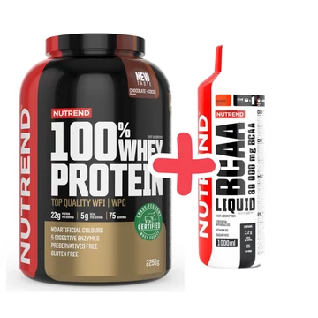 NUTREND 100% Whey Protein 2250g Chocolate+Hazelnut + ajándék BCAA 1l NUTREND 100% Whey Protein 2250g Chocolate+Hazelnut + ajándék BCAA 1l