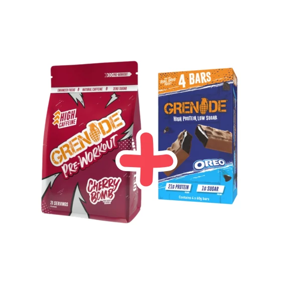 GRENADE Pre Workout - Cherry Bomb 330 g + ajándék GRENADE High Protein bar Oreo Pack 4x60 g