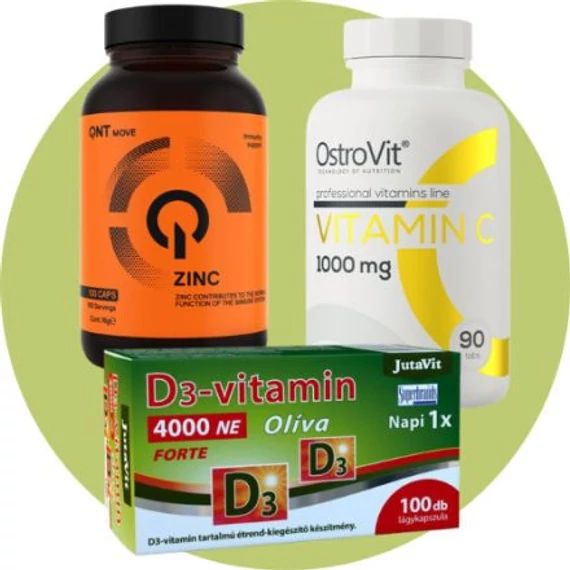 Ostrovit-QNT-Jutavit - Immune csomag (C vitamin + D3 vitamin + Kálcium, Magnézium, Cink)