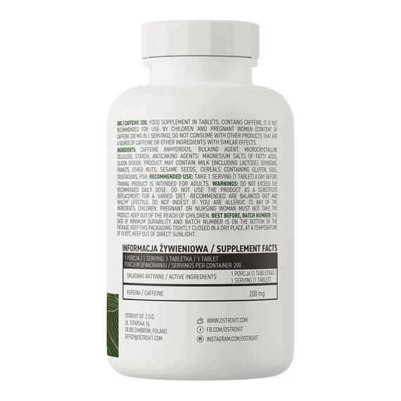 OstroVit Caffeine 200 mg – 200 tabletta