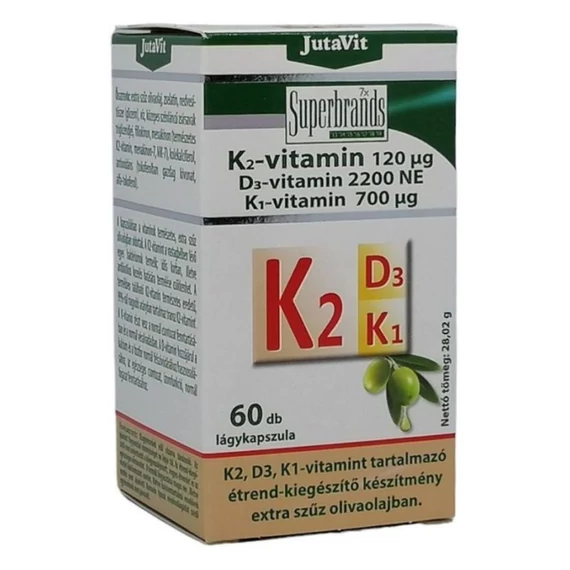 JutaVit K2(120µg)+ D3(2200NE)+ K1(700µg) vitamin 60 lágyzselatin kapszula