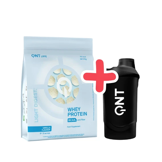 QNT Light Digest Whey Protein 500 g Vanilla + QNT Shaker IT'S ON 600ml Black Smoke