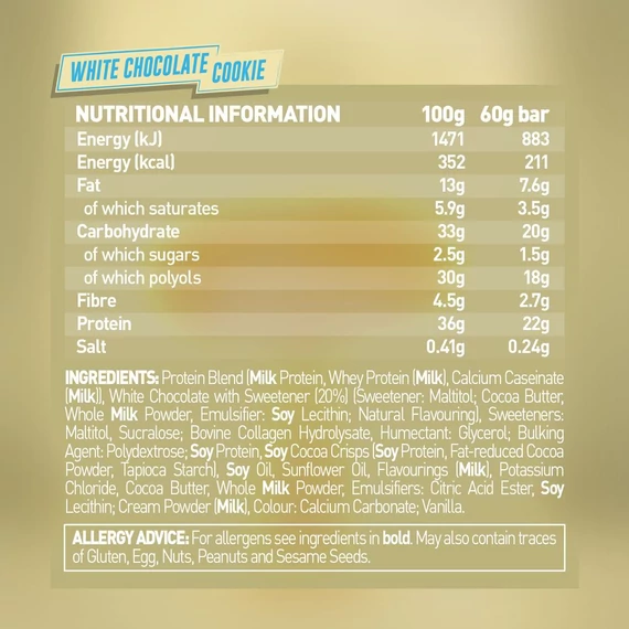 GRENADE HIGH PROTEIN BAR WHITE CHOCOLATE COOKIE 60G