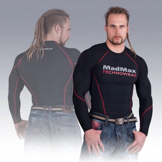 MADMAX Compression Long Sleeve Top Red Hosszú Ujjú Felső XXL
