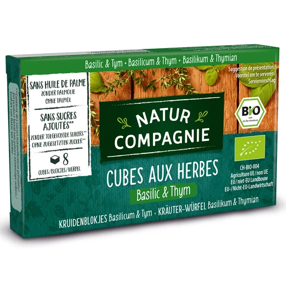 Natur Compagnie Bio Bazsalikom, Kakukkfű Leveskocka 80g