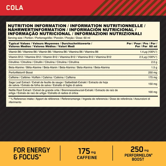 Optimum Nutrition Gold Standard Pre-Workout Shot 60ml Cola