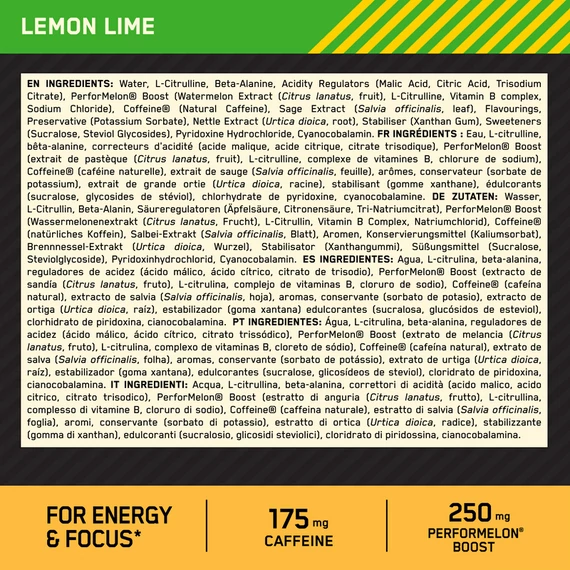 Optimum Nutrition Gold Standard Pre-Workout Shot 60ml Lemon Lime
