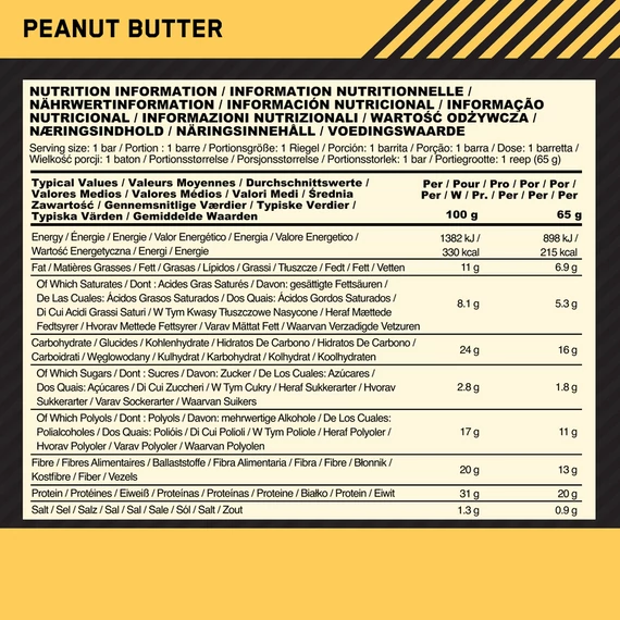 Optimum Nutrition Crispy Protein Bar 65g Peanut Butter